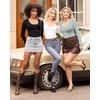 image:imageMANGOPOP Womens Scoop Neck Short Sleeve Long Sleeve Slim Fit T Shirt Tunic Tops TeeLong Sleeve Elephant Grey