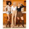image:imageMANGOPOP Womens Scoop Neck Short Sleeve Long Sleeve Slim Fit T Shirt Tunic Tops TeeLong Sleeve Semolina