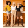 image:imageMANGOPOP Womens Scoop Neck Short Sleeve Long Sleeve Slim Fit T Shirt Tunic Tops TeeLong Sleeve Yellow