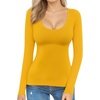 image:imageMANGOPOP Womens Scoop Neck Short Sleeve Long Sleeve Slim Fit T Shirt Tunic Tops TeeLong Sleeve Yellow