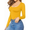 image:imageMANGOPOP Womens Scoop Neck Short Sleeve Long Sleeve Slim Fit T Shirt Tunic Tops TeeLong Sleeve Yellow