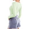 image:imageMANGOPOP Womens Square Neck Top Double Lined Short Sleeve Long Sleeve T Shirt Fitted Seamless TeeC6 Long Sleeve Misty Jade