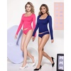 image:imageMANGOPOP Womens Square Neck Top Double Lined Short Sleeve Long Sleeve T Shirt Fitted Seamless TeeC8 Long Sleeve Blush