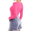image:imageMANGOPOP Womens Square Neck Top Double Lined Short Sleeve Long Sleeve T Shirt Fitted Seamless TeeC8 Long Sleeve Blush