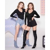image:imageMANGOPOP Womens V Neck Long Sleeve Fitted TShirtA01 Long Sleeve Black