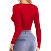 image:imageMANGOPOP Womens V Neck Long Sleeve Fitted TShirtB01 Long Sleeve Red