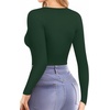 image:imageMANGOPOP Womens V Neck Long Sleeve Fitted TShirtB03 Long Sleeve Deep Green
