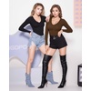 image:imageMANGOPOP Womens V Neck Long Sleeve Fitted TShirtB05 Long Sleeve Coffee