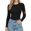image:imageMANGOPOP Long Sleeve Shirts for Women Thermal Crew Neck Fitted Fleece Tops Trendy Going Out Fall Winter Womens Tops 2026A01 Black