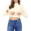 image:imageMANGOPOP Womens Mock Turtleneck Shirt Long Sleeve Thermal Polar Fleece Lined Basic Tops Going Out 2025 Trendy WearA2 Creamy White