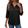 image:imageMANGOPOP Womens Satin Tunic Tops V Neck 34 Sleeve Blouses Trendy Dressy Shirts Business Casual Shirt 2026Black