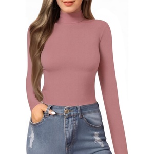 image:imageMANGOPOP Womens Mock Turtle Neck Slim Fit Long Sleeve Shirts Fall Fashion Tight Tops Basic Tee Winter Undershirt14 Marsala