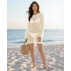 image:imageMANGOPOP Crochet Cover Up Swimsuit Coverup for Women 2026 Summer Bathing Suit Swimwear Mesh Knit Beach Dress Vacation OutfitsAcream White