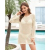 image:imageMANGOPOP Crochet Cover Up Swimsuit Coverup for Women 2026 Summer Bathing Suit Swimwear Mesh Knit Beach Dress Vacation OutfitsAcream White
