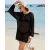 image:imageMANGOPOP Crochet Cover Up Swimsuit Coverup for Women 2026 Summer Bathing Suit Swimwear Mesh Knit Beach Dress Vacation OutfitsBlack
