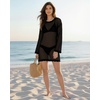image:imageMANGOPOP Crochet Cover Up Swimsuit Coverup for Women 2026 Summer Bathing Suit Swimwear Mesh Knit Beach Dress Vacation OutfitsBlack