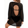 image:imageMANGOPOP Crochet Cover Up Swimsuit Coverup for Women 2026 Summer Bathing Suit Swimwear Mesh Knit Beach Dress Vacation OutfitsBlack