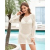 image:imageMANGOPOP Crochet Cover Up Swimsuit Coverup for Women 2026 Summer Bathing Suit Swimwear Mesh Knit Beach Dress Vacation OutfitsBwhite