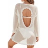 image:imageMANGOPOP Crochet Cover Up Swimsuit Coverup for Women 2026 Summer Bathing Suit Swimwear Mesh Knit Beach Dress Vacation OutfitsBwhite