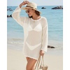 image:imageMANGOPOP Crochet Cover Up Swimsuit Coverup for Women 2026 Summer Bathing Suit Swimwear Mesh Knit Beach Dress Vacation OutfitsBwhite