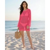 image:imageMANGOPOP Crochet Cover Up Swimsuit Coverup for Women 2026 Summer Bathing Suit Swimwear Mesh Knit Beach Dress Vacation OutfitsRose Pink