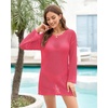 image:imageMANGOPOP Crochet Cover Up Swimsuit Coverup for Women 2026 Summer Bathing Suit Swimwear Mesh Knit Beach Dress Vacation OutfitsRose Pink