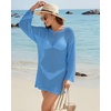 image:imageMANGOPOP Crochet Cover Up Swimsuit Coverup for Women 2026 Summer Bathing Suit Swimwear Mesh Knit Beach Dress Vacation OutfitsRoyal Blue