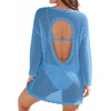 image:imageMANGOPOP Crochet Cover Up Swimsuit Coverup for Women 2026 Summer Bathing Suit Swimwear Mesh Knit Beach Dress Vacation OutfitsRoyal Blue