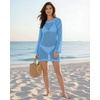 image:imageMANGOPOP Crochet Cover Up Swimsuit Coverup for Women 2026 Summer Bathing Suit Swimwear Mesh Knit Beach Dress Vacation OutfitsRoyal Blue