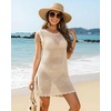 image:imageMANGOPOP Swimsuit Coverup for Women Crochet Cover Up 2026 Summer Bathing Suit Coverups Mesh Knit Beach Dress Vacation OutfitsAcream White