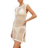 image:imageMANGOPOP Swimsuit Coverup for Women Crochet Cover Up 2026 Summer Bathing Suit Coverups Mesh Knit Beach Dress Vacation OutfitsAcream White