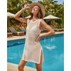 image:imageMANGOPOP Swimsuit Coverup for Women Crochet Cover Up 2026 Summer Bathing Suit Coverups Mesh Knit Beach Dress Vacation OutfitsAcream White