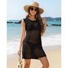 image:imageMANGOPOP Swimsuit Coverup for Women Crochet Cover Up 2026 Summer Bathing Suit Coverups Mesh Knit Beach Dress Vacation OutfitsBlack