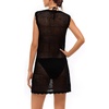 image:imageMANGOPOP Swimsuit Coverup for Women Crochet Cover Up 2026 Summer Bathing Suit Coverups Mesh Knit Beach Dress Vacation OutfitsBlack