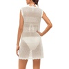 image:imageMANGOPOP Swimsuit Coverup for Women Crochet Cover Up 2026 Summer Bathing Suit Coverups Mesh Knit Beach Dress Vacation OutfitsBwhite
