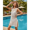 image:imageMANGOPOP Swimsuit Coverup for Women Crochet Cover Up 2026 Summer Bathing Suit Coverups Mesh Knit Beach Dress Vacation OutfitsBwhite