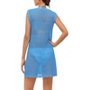 image:imageMANGOPOP Swimsuit Coverup for Women Crochet Cover Up 2026 Summer Bathing Suit Coverups Mesh Knit Beach Dress Vacation OutfitsRoyal Blue