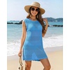 image:imageMANGOPOP Swimsuit Coverup for Women Crochet Cover Up 2026 Summer Bathing Suit Coverups Mesh Knit Beach Dress Vacation OutfitsRoyal Blue