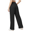 image:imageMANGOPOP Wide Leg Pants Woman High Waisted Stretchy Work Pants Waffle Knit Slacks Trousers for Business CasualAblack Standard