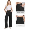 image:imageMANGOPOP Wide Leg Pants Woman High Waisted Stretchy Work Pants Waffle Knit Slacks Trousers for Business CasualAblack Standard