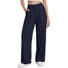image:imageMANGOPOP Wide Leg Pants Woman High Waisted Stretchy Work Pants Waffle Knit Slacks Trousers for Business CasualDeep Blue Standard
