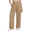 image:imageMANGOPOP Wide Leg Pants Woman High Waisted Stretchy Work Pants Waffle Knit Slacks Trousers for Business CasualKhaki Petite