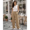 image:imageMANGOPOP Wide Leg Pants Woman High Waisted Stretchy Work Pants Waffle Knit Slacks Trousers for Business CasualKhaki Standard