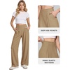 image:imageMANGOPOP Wide Leg Pants Woman High Waisted Stretchy Work Pants Waffle Knit Slacks Trousers for Business CasualKhaki Standard