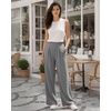 image:imageMANGOPOP Wide Leg Pants Woman High Waisted Stretchy Work Pants Waffle Knit Slacks Trousers for Business CasualShallow Flower Grey Standard