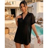 image:imageMANGOPOP Women Swimsuit Coverup Button Down Shirt Side Split Bathing Suit Cover Up Beach Cover Ups Vacation OutfitsBlack