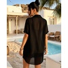 image:imageMANGOPOP Women Swimsuit Coverup Button Down Shirt Side Split Bathing Suit Cover Up Beach Cover Ups Vacation OutfitsBlack