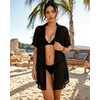 image:imageMANGOPOP Women Swimsuit Coverup Button Down Shirt Side Split Bathing Suit Cover Up Beach Cover Ups Vacation OutfitsBlack