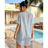 image:imageMANGOPOP Women Swimsuit Coverup Button Down Shirt Side Split Bathing Suit Cover Up Beach Cover Ups Vacation OutfitsBlue