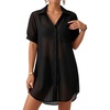 image:imageMANGOPOP Women Swimsuit Coverup Button Down Shirt Side Split Bathing Suit Cover Up Beach Cover Ups Vacation OutfitsBlack